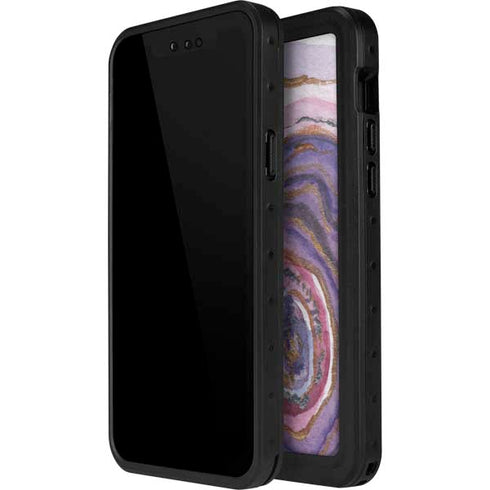 Lilac Watercolor Geode iPhone 15 Waterproof Case